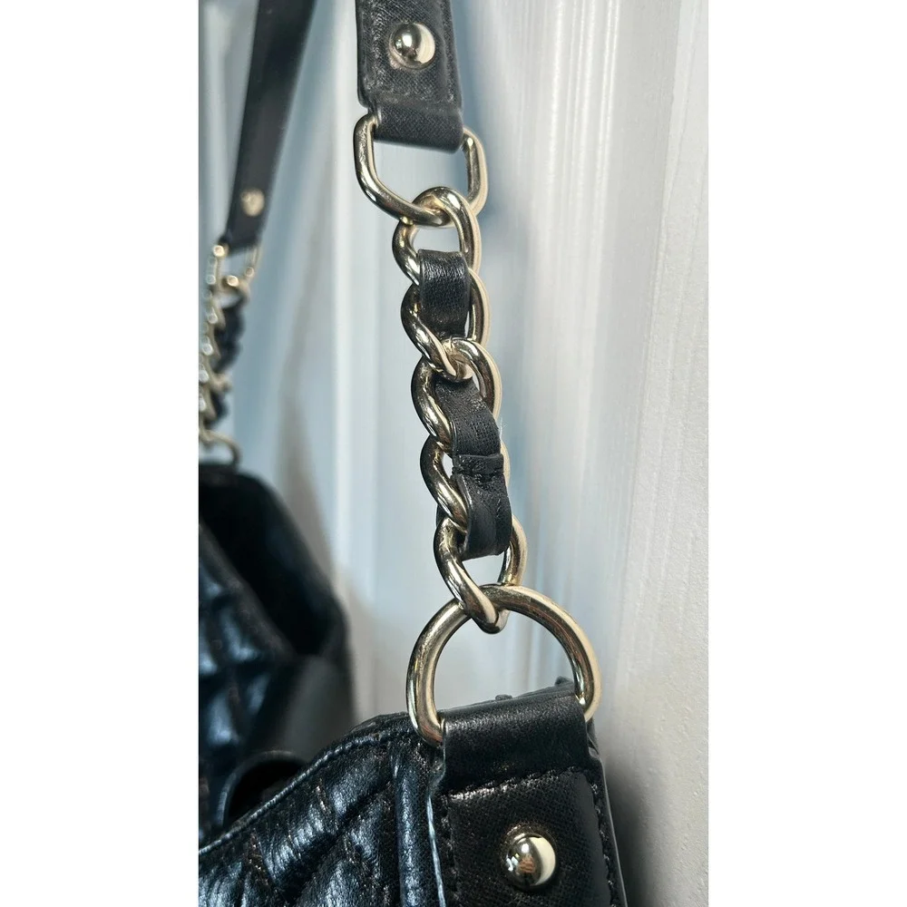 Kate Spade Gold Coast Janica Black‎ Quilted Leather Chain Hobo Shoulder Bag